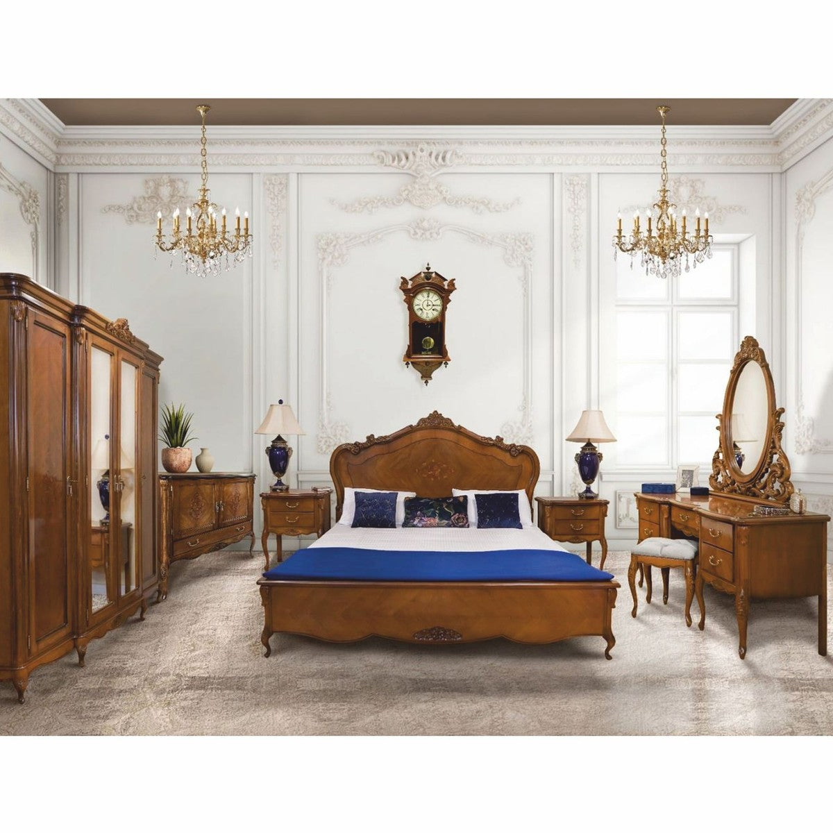 Cama doble barroca de lujo marrón Casa Padrino-Muebles de dormitorio de estilo barroco hechos a mano