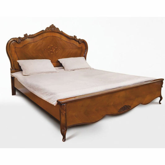 Cama doble barroca de lujo marrón Casa Padrino-Muebles de dormitorio de estilo barroco hechos a mano