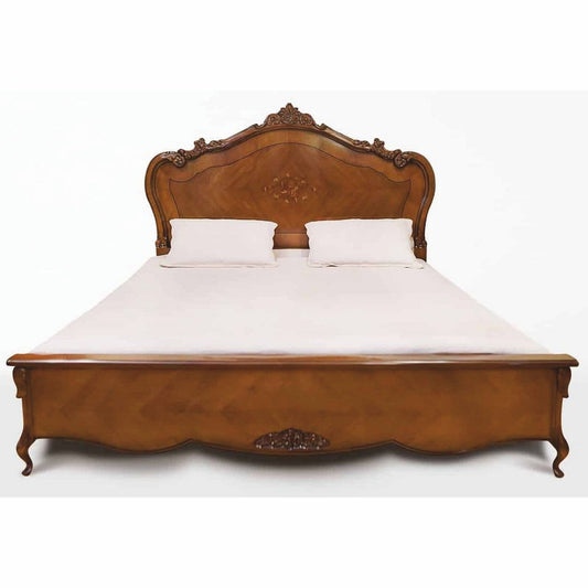 Cama doble barroca de lujo marrón Casa Padrino-Muebles de dormitorio de estilo barroco hechos a mano