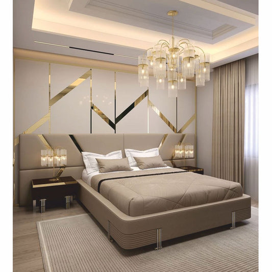 Casa Padrino cama doble de lujo beige / dorado / plateado – Muebles de hotel y dormitorio