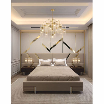 Casa Padrino cama doble de lujo beige / dorado / plateado – Muebles de hotel y dormitorio