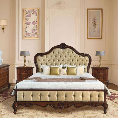 Casa Padrino cama doble barroca de lujo dorada / marrón oscuro-Muebles barrocos para dormitorio