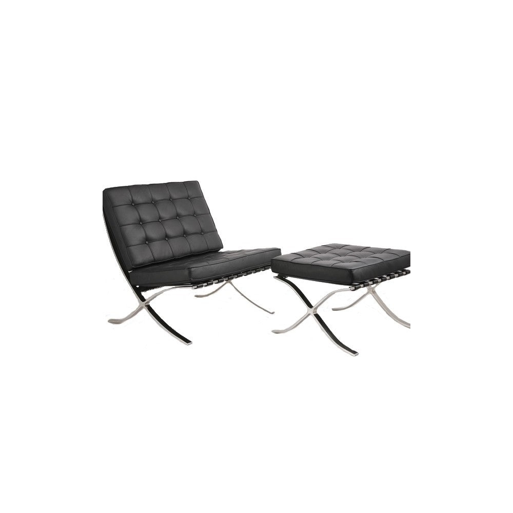 Silla Barcelona con Otomana de Piel Sintética