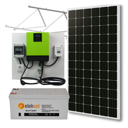 Kit Solar aislada, 1200W/dia, iluminación,TV y pequeños electrodomésticos -N1