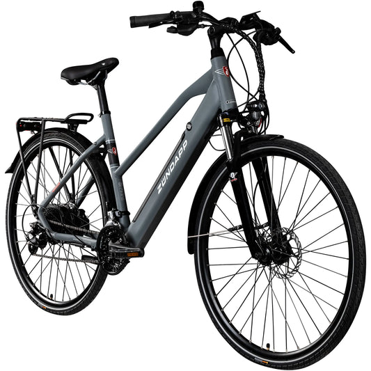 Bicicleta eléctrica Zündapp Z810 Bicicleta de trekking para mujer a partir de 155 cm con motor de buje Bicicleta de trekking Pedelec con 24 marchas e iluminación StVZO